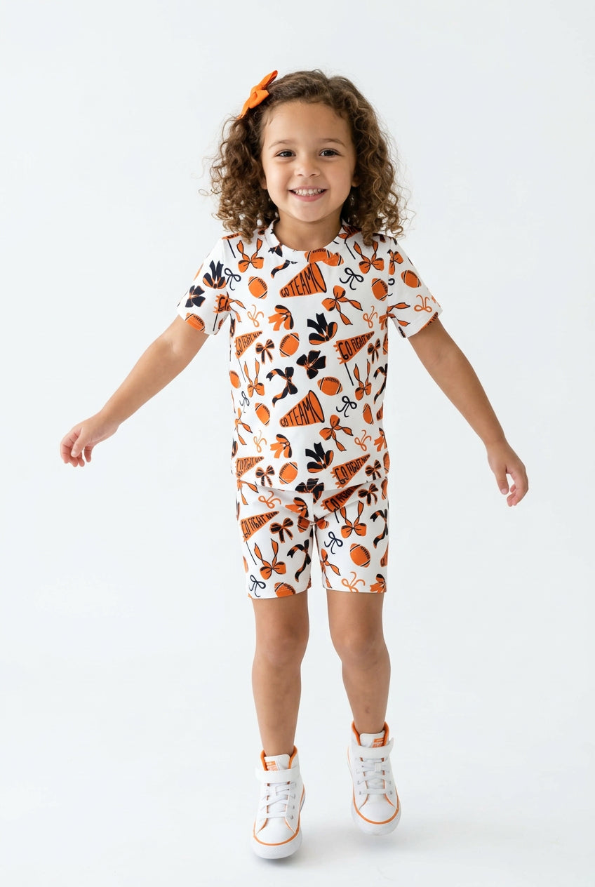 orange go fight win shorts set go team clothing