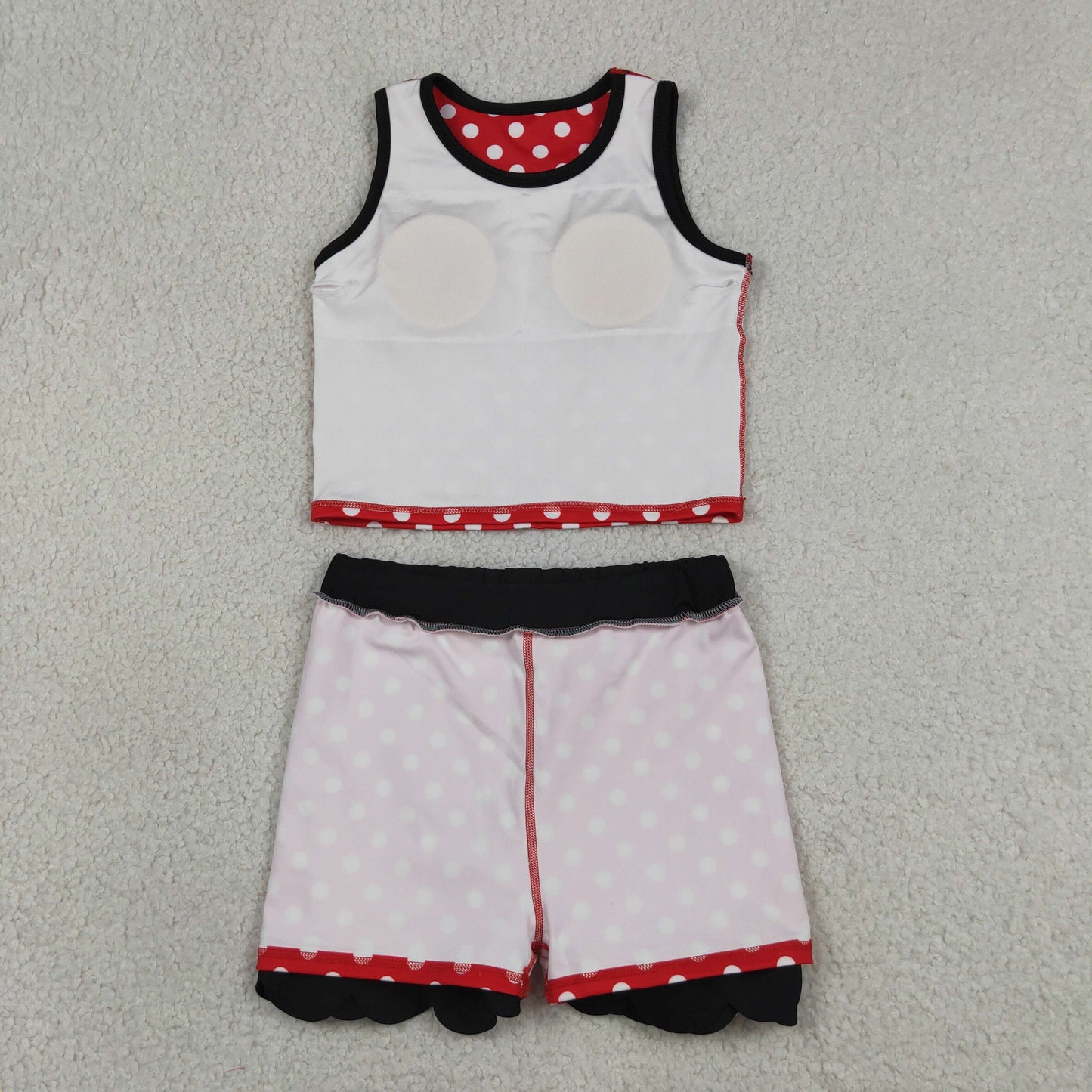 red white black polk dots scallop athletic skort outfit girls clothes