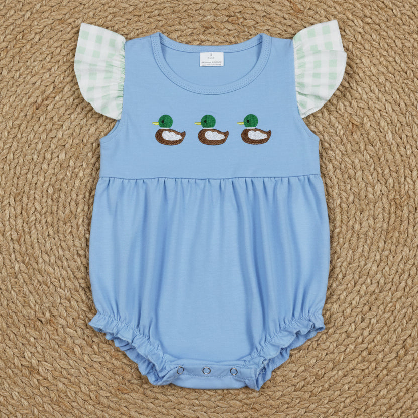 blue duck embroidery girl bubble
