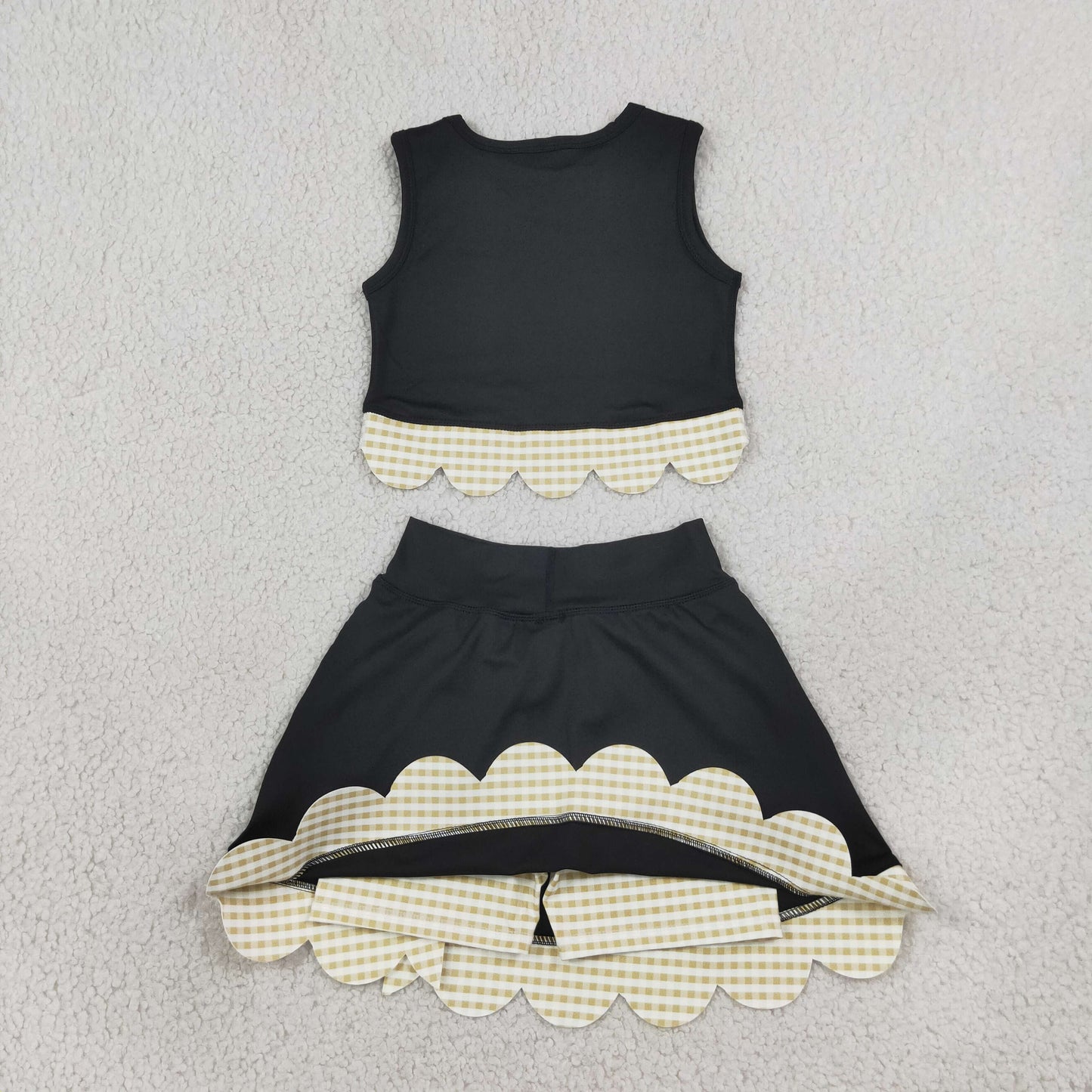black gold gingham scallop athletic skort outfit girls clothing