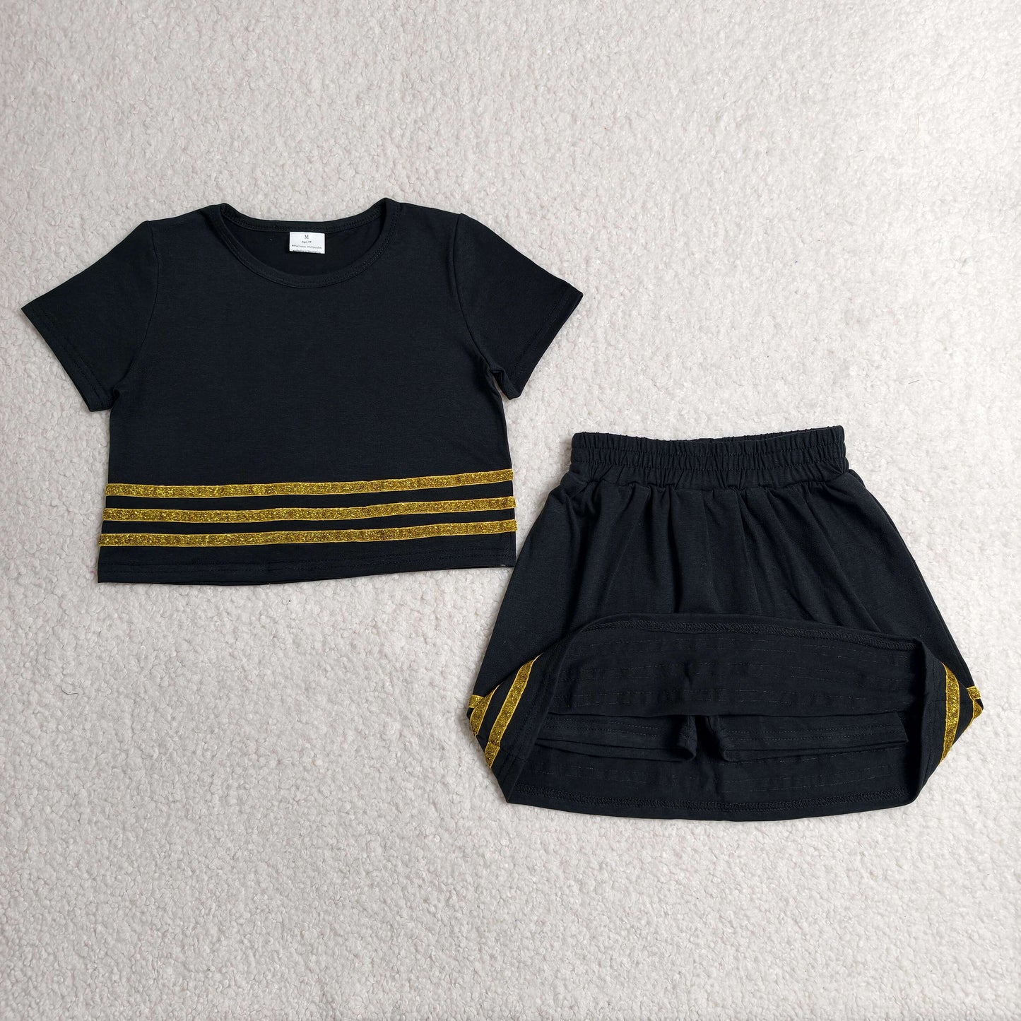 black gold glitter striped skort set girls clothing