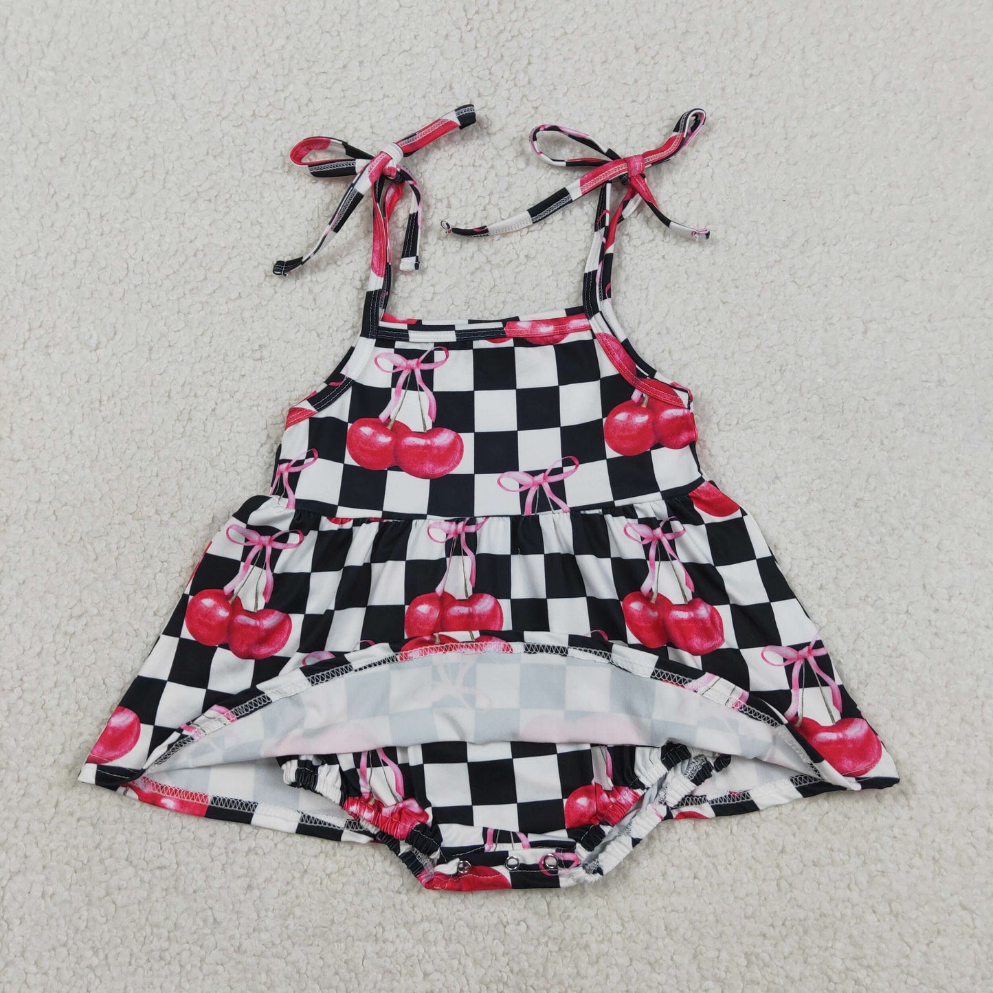 SR3854 berry checkered playwear girl bodysuit