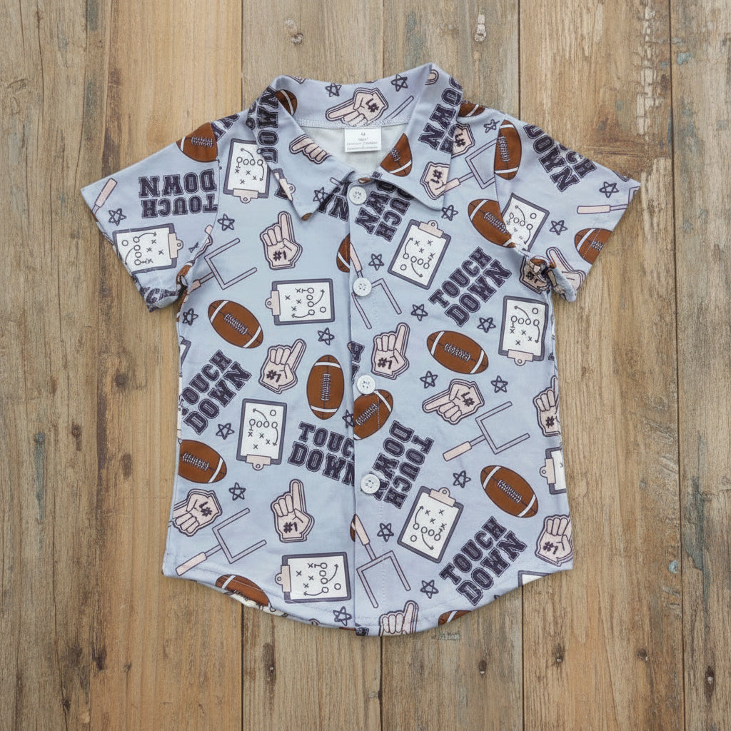 Touch down football button t-shirt boy's top