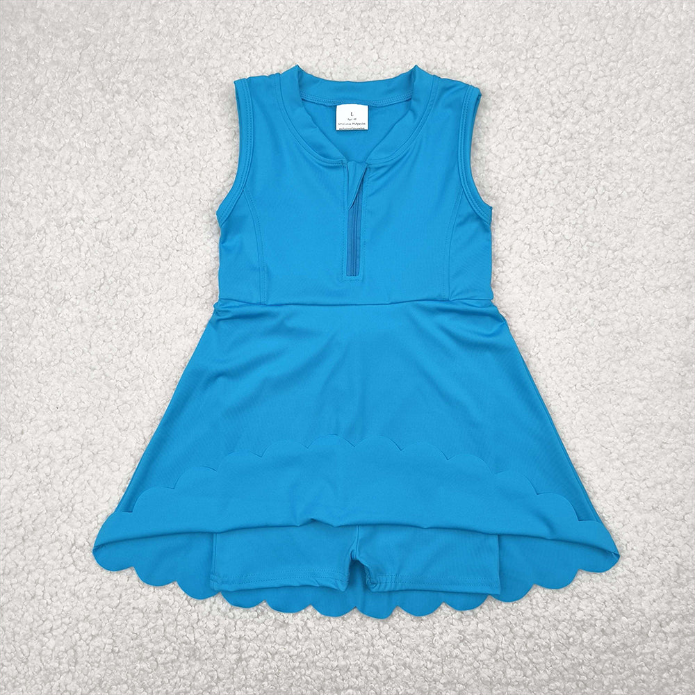 GSD2090 Baby Girls Blue Yoga Zip Active Wear Skort Knee Length Dresses D 4.11