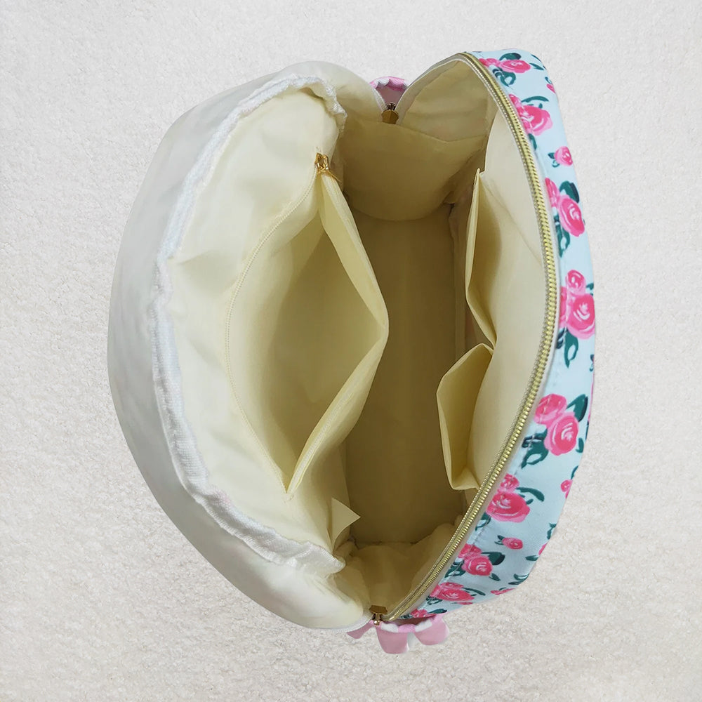 BA0217 Floral Pink Plaid Blue Backpack D 8.9