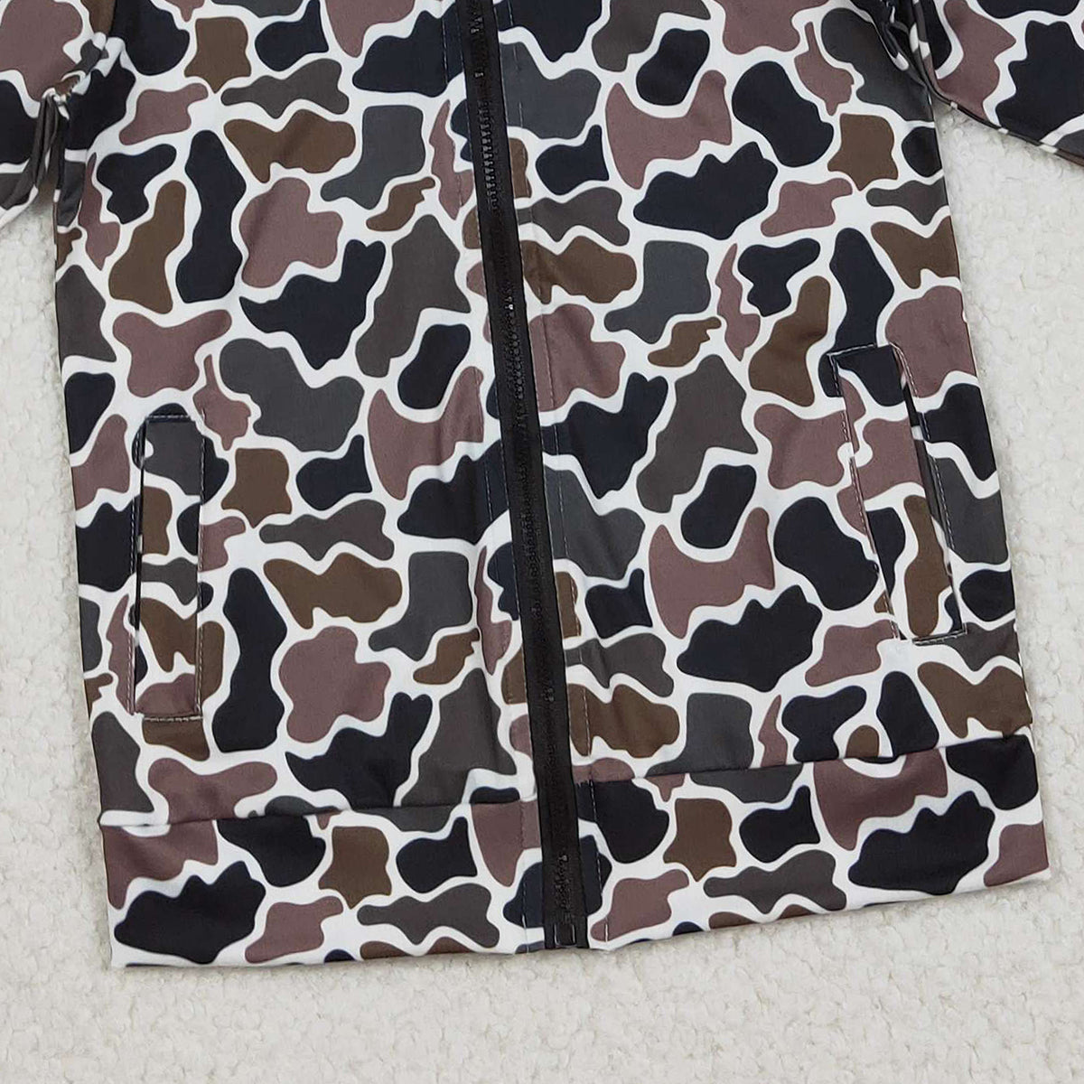 Baby Boys Southern Dark Brown Camouflage Hoodie Jacket with Pockets Zipper Closure Top for Infants