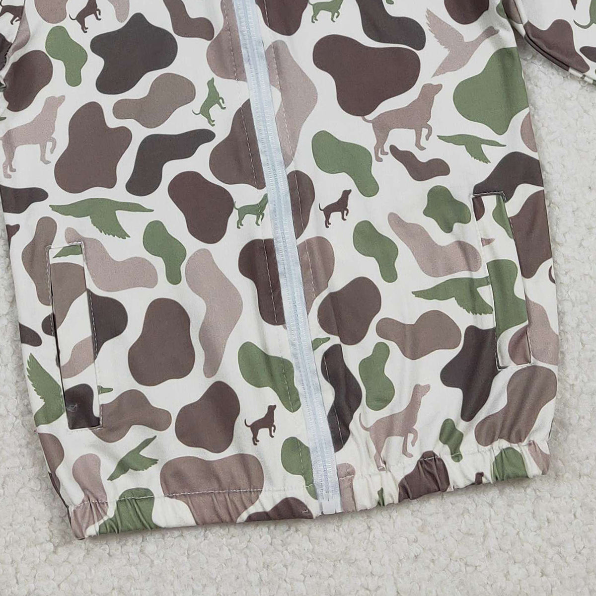 Baby Boys Camouflage Zipper Jacket with Pocket Southern Hunting Ducks Dogs Theme Baby Fashion Top for Boys