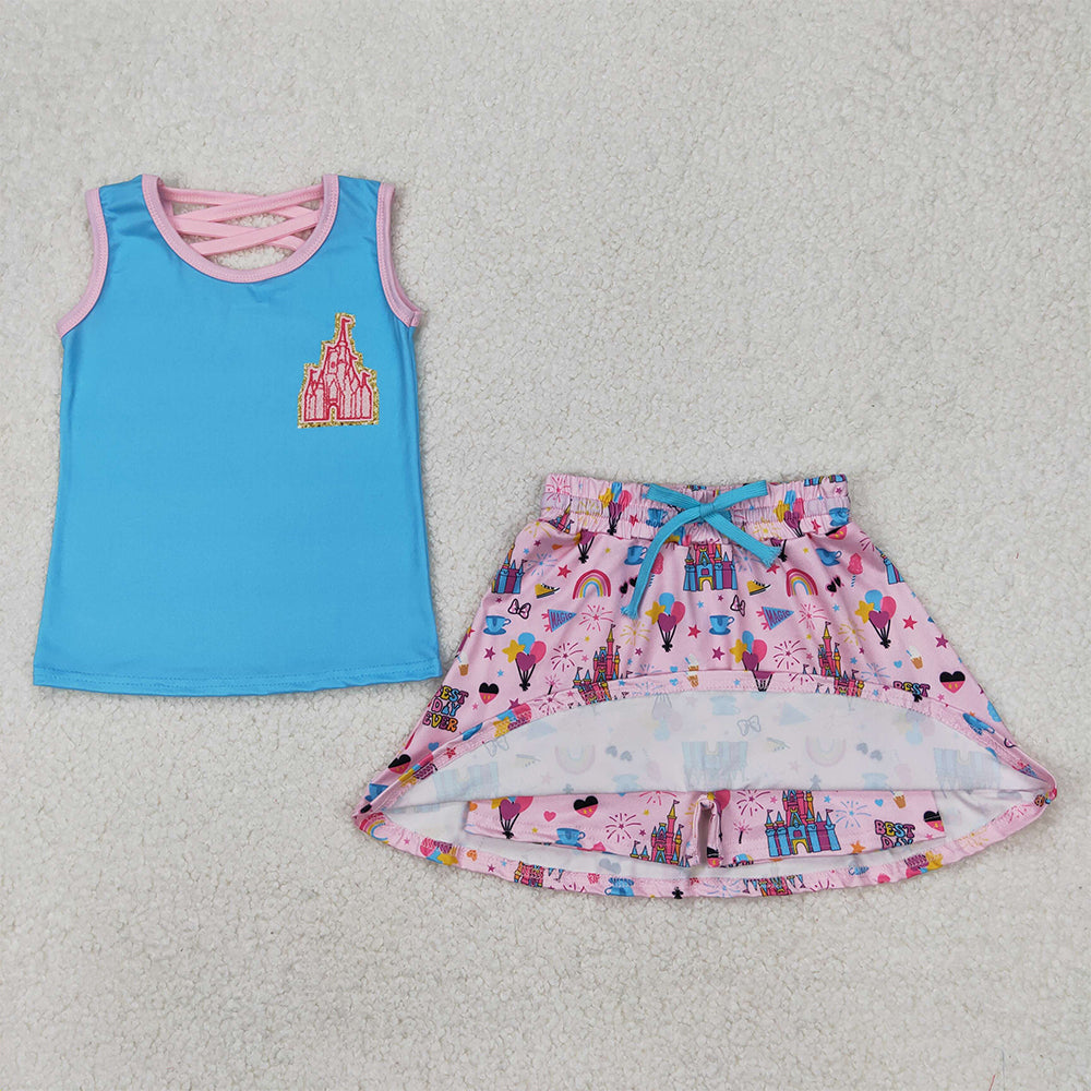 GSD2072 Baby Girls Castle Princess Shirt Skirt Clothes Sets D 3.24
