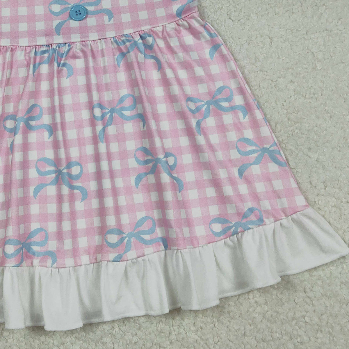 Baby Girls Knee-Length Ruffle Dress Pink Checked Sleeveless with Bows - Cute Summer Casual Outfit for Little Girls