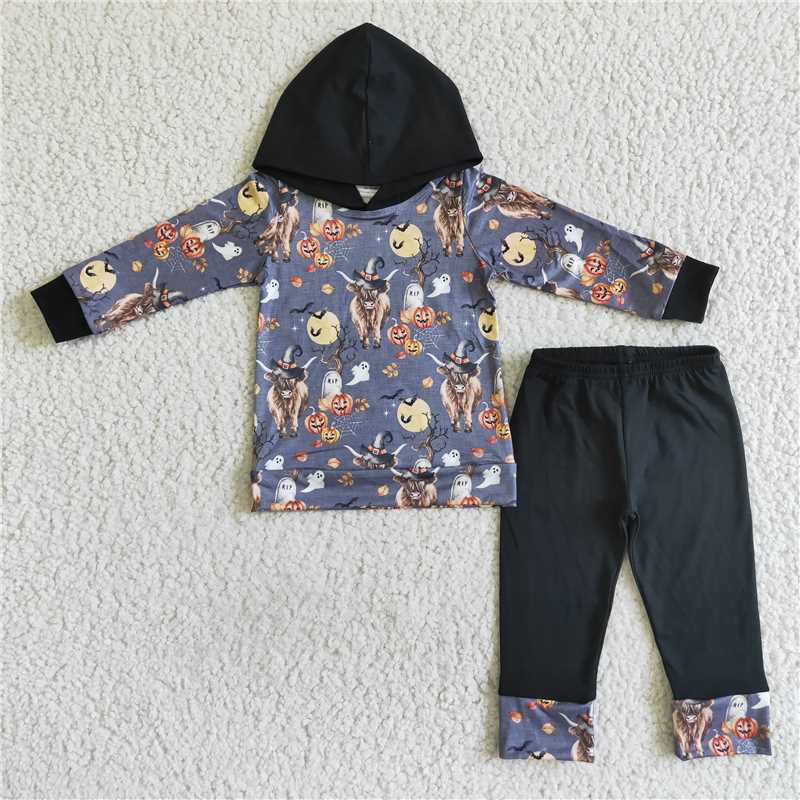 BLP0040 Boys Alpine Cow Hooded Long Sleeve Pants Suit