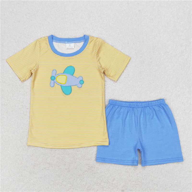 Match Baby Boys Plane Sibling Brother Summer Rompers Clothes Sets
