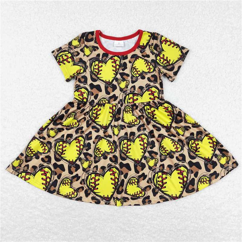 Match Baby Girls Softball Leopard Dresses Clothes Sets