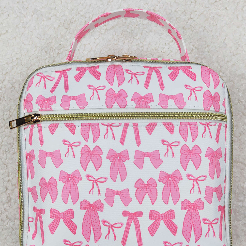 BA0284 Baby Girls Pink Bows Lunch Dinner Picnic Box Bags D 3.24