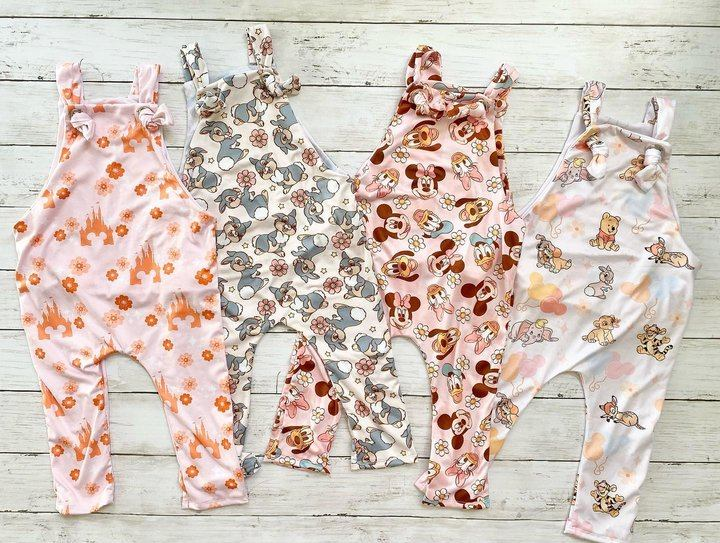 preorder SR1441 Flower Rabbit Beige Suspender Bodysuit