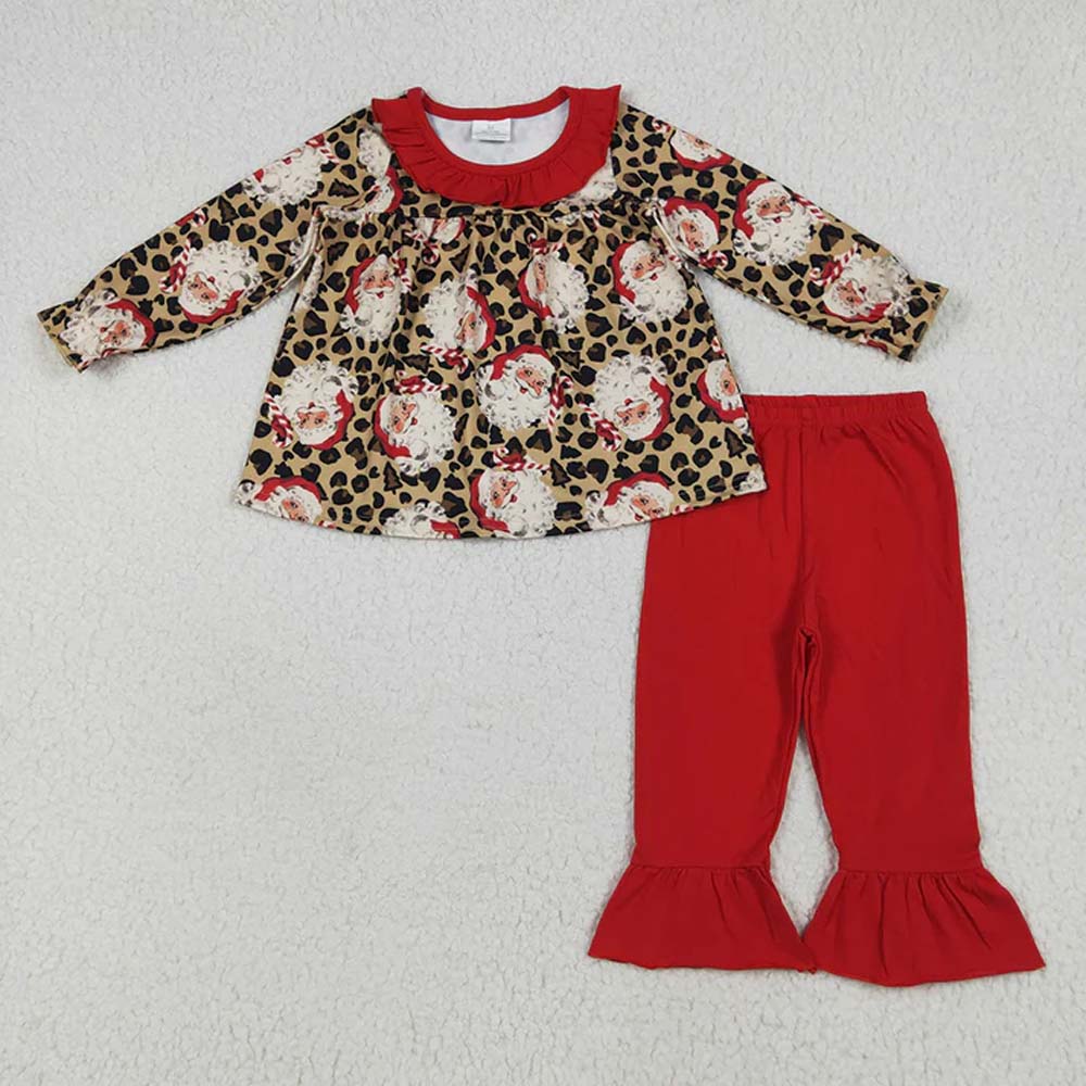 Sibling Baby Girls Christmas Leopard Santa Rompers Dresses Outfits D 6.25