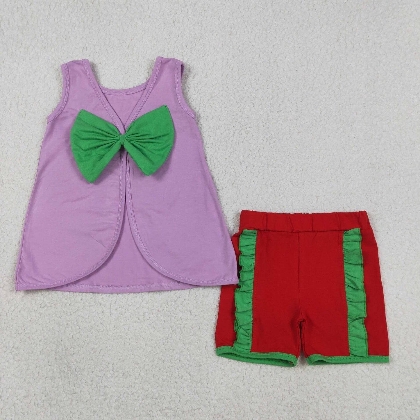 solid purple red backless shorts set summer toddler girl clothing