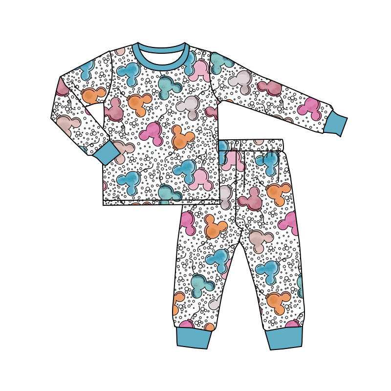 preorder BLP0458 Colorful Balloon Blue and White Long Sleeve Long Pants Pajama Set