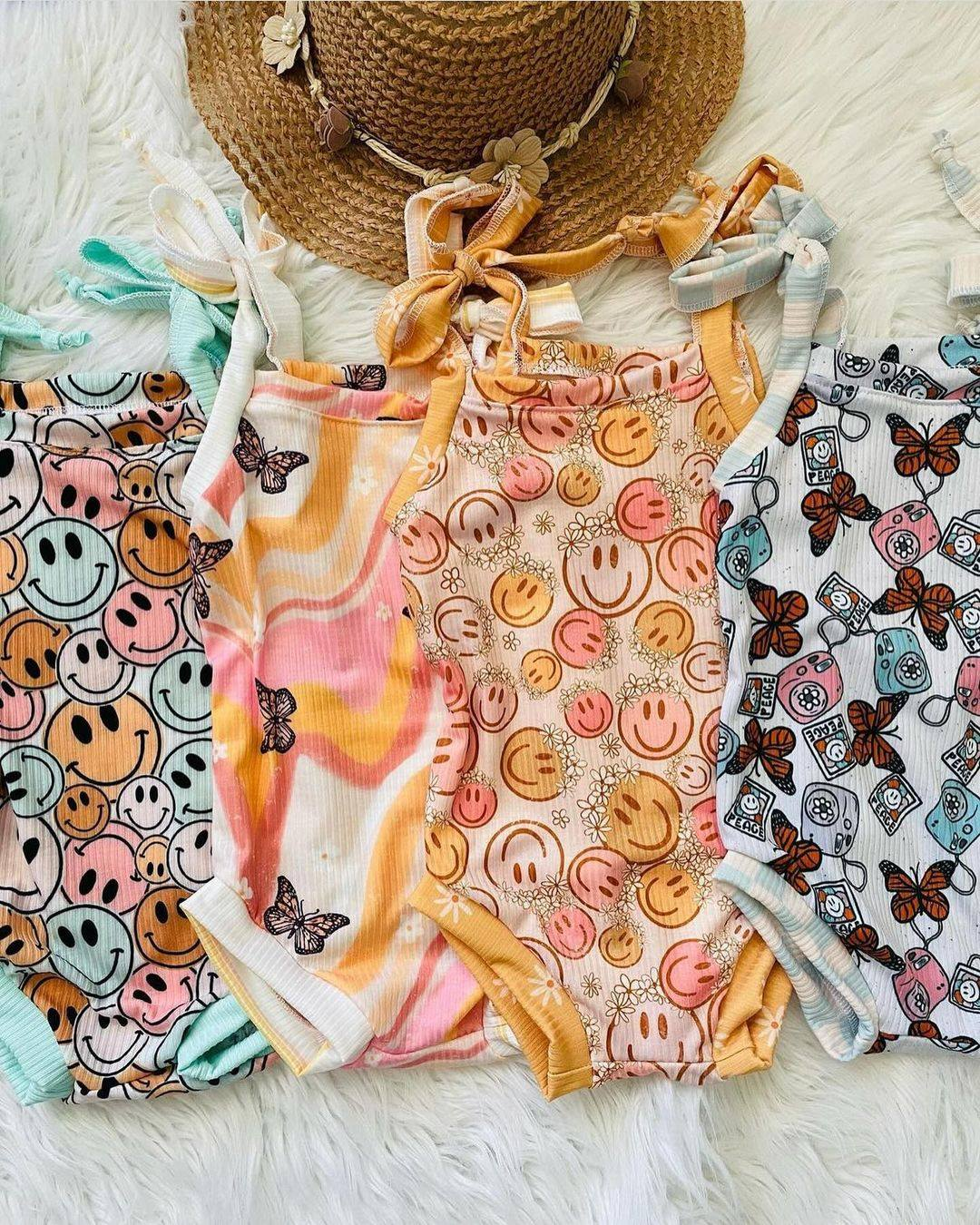 preorder SR1431 Flower Face Orange Vest Jumpsuit