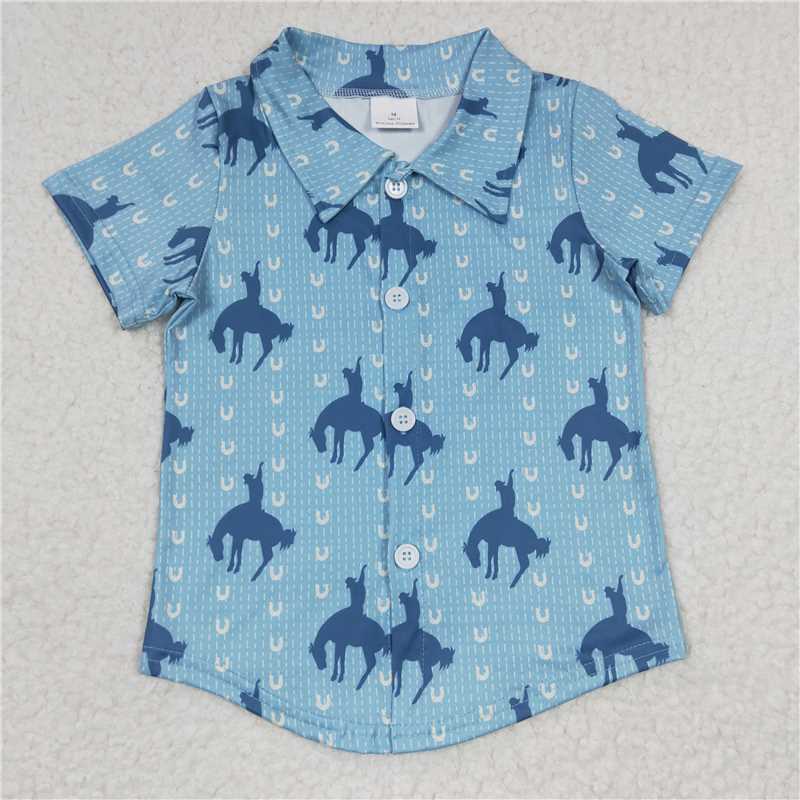 Match Baby Boys Western Sibling Short Sleeve Buttons Tee Shirts Tops