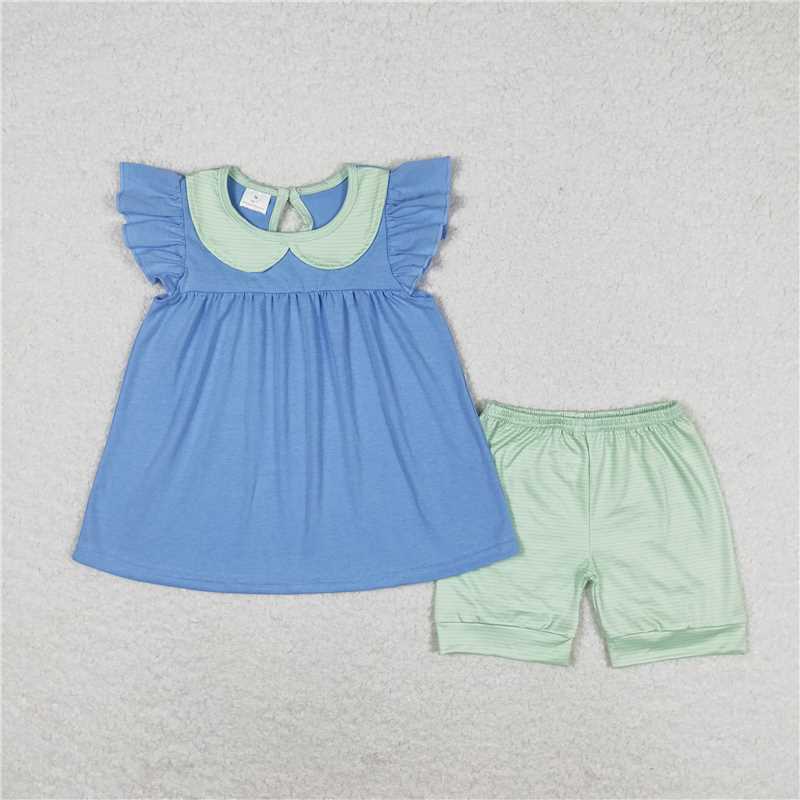 Match Baby Girls Sibling Sister Flutter Sleeve Ruffle Tunic Shorts Clothes Sets