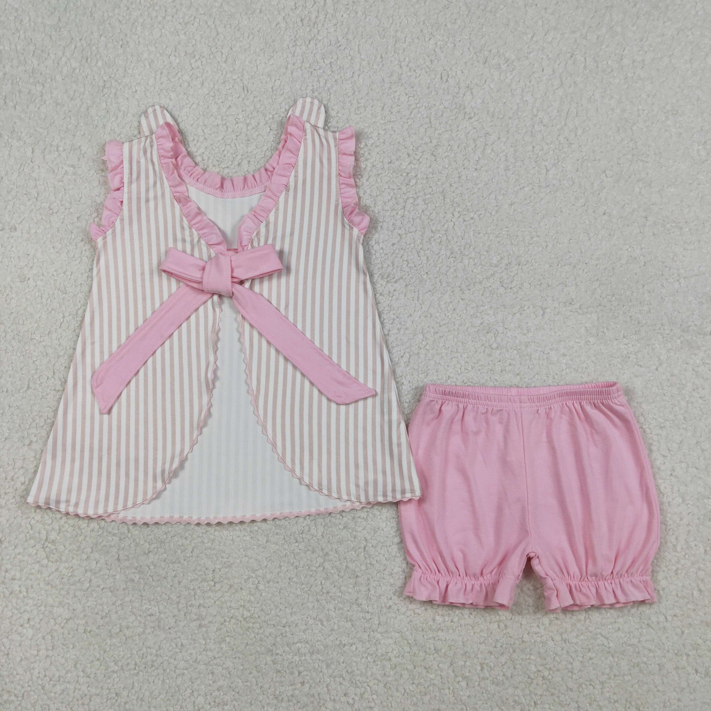 pink rabbit embroidery girl shorts set easter clothes