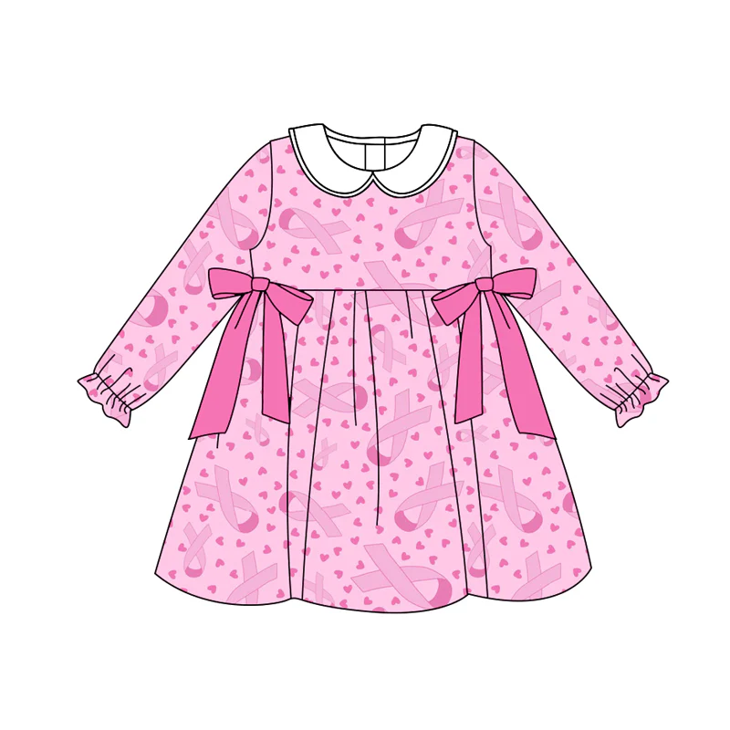 Custom Baby Girls Wear Pink In Oct Bows Knee Length Dresses D 8.13