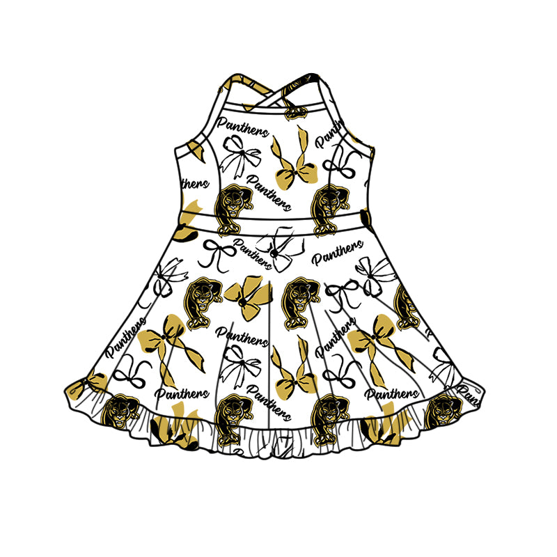 Custom baby girl Panthers Aztecs team dress D 825