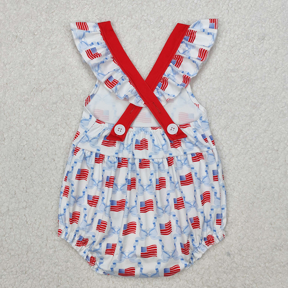 SR2331 National Day flag blue bow pattern red pocket vest jumpsuit D 3.13