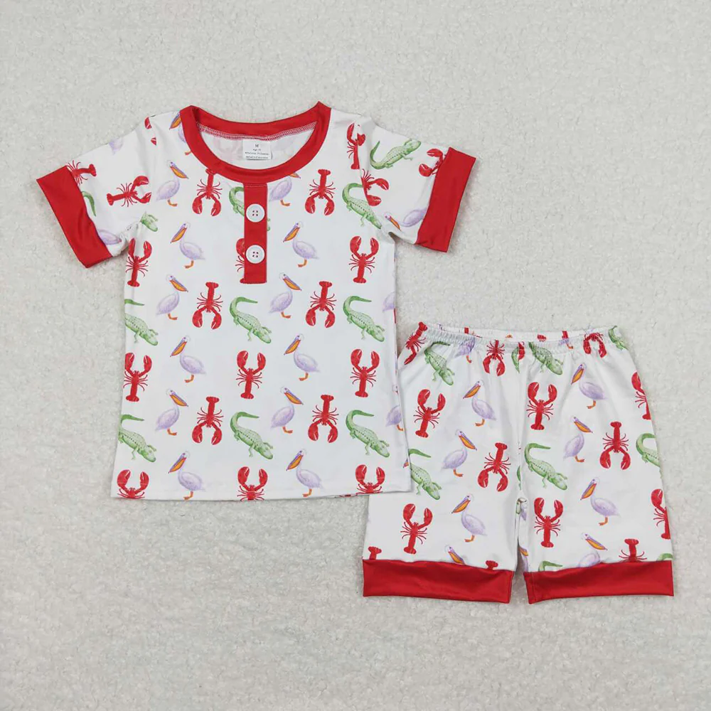 Match Baby Boys Girls Crawfish Gowns Pajamas Clothes Sets