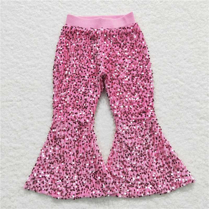 Match Hot Sale Baby Girls Toddler Brithday Party Sequin Glitter Bell Bottom Pants 8-15 D 6.25