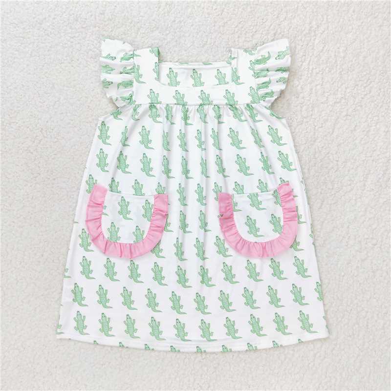 Match Baby Girls Boys Crocodile Green Sibling Dresses Sets