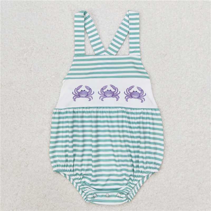 Match Baby Boys Blue Crabs Sibling Brother Rompers Shorts Clothes Sets