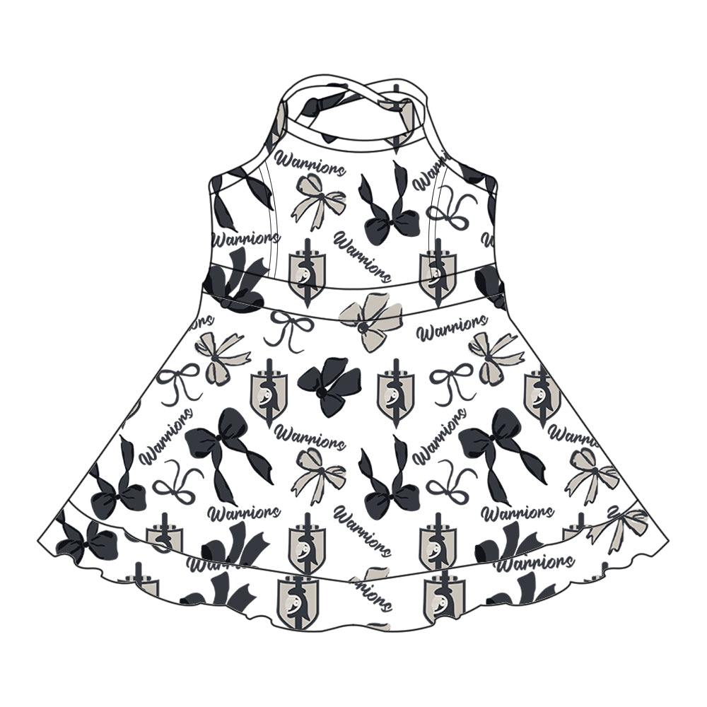 Custom baby girls Warriors team dress MOQ3 D 7.26