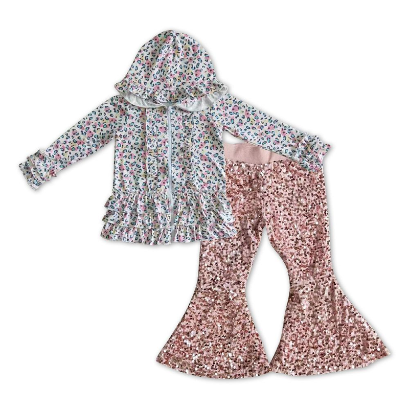 Leoprad Jacket Matching Sequin Pants Clothes Set 6 B1-16+E2-28