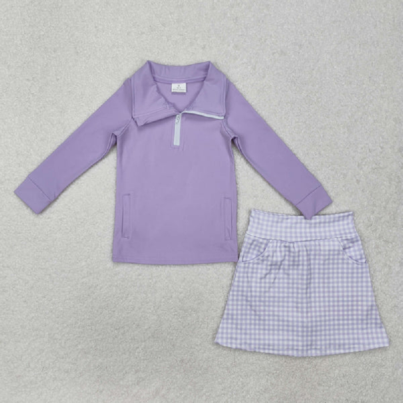 Match Baby Girls Lavender Yoga Vest Pullovers Bell Bottom Pants Skort Active Wear Clothes Sets D 6.16