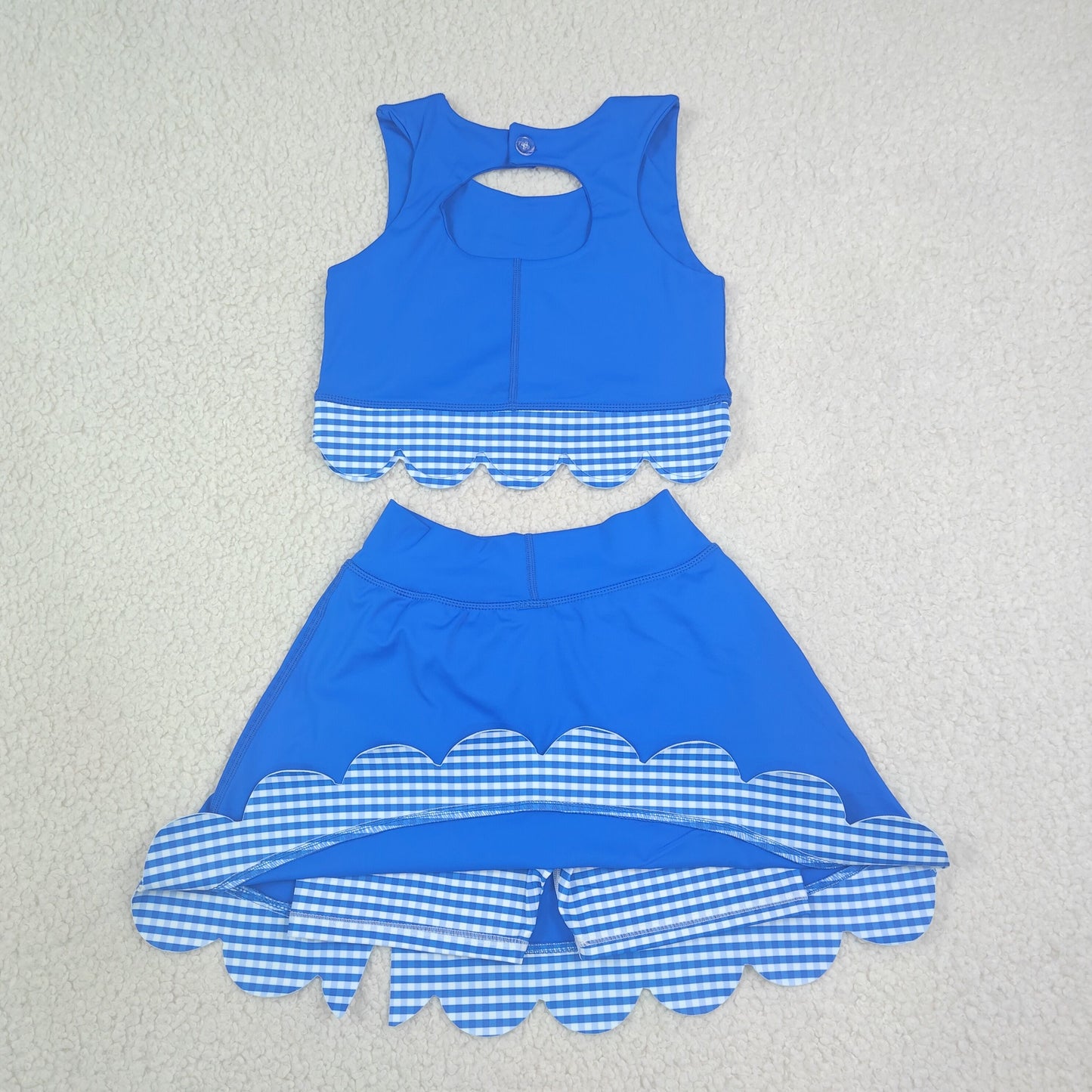 royal blue gingham scallop athletic skort outfit girls clothes