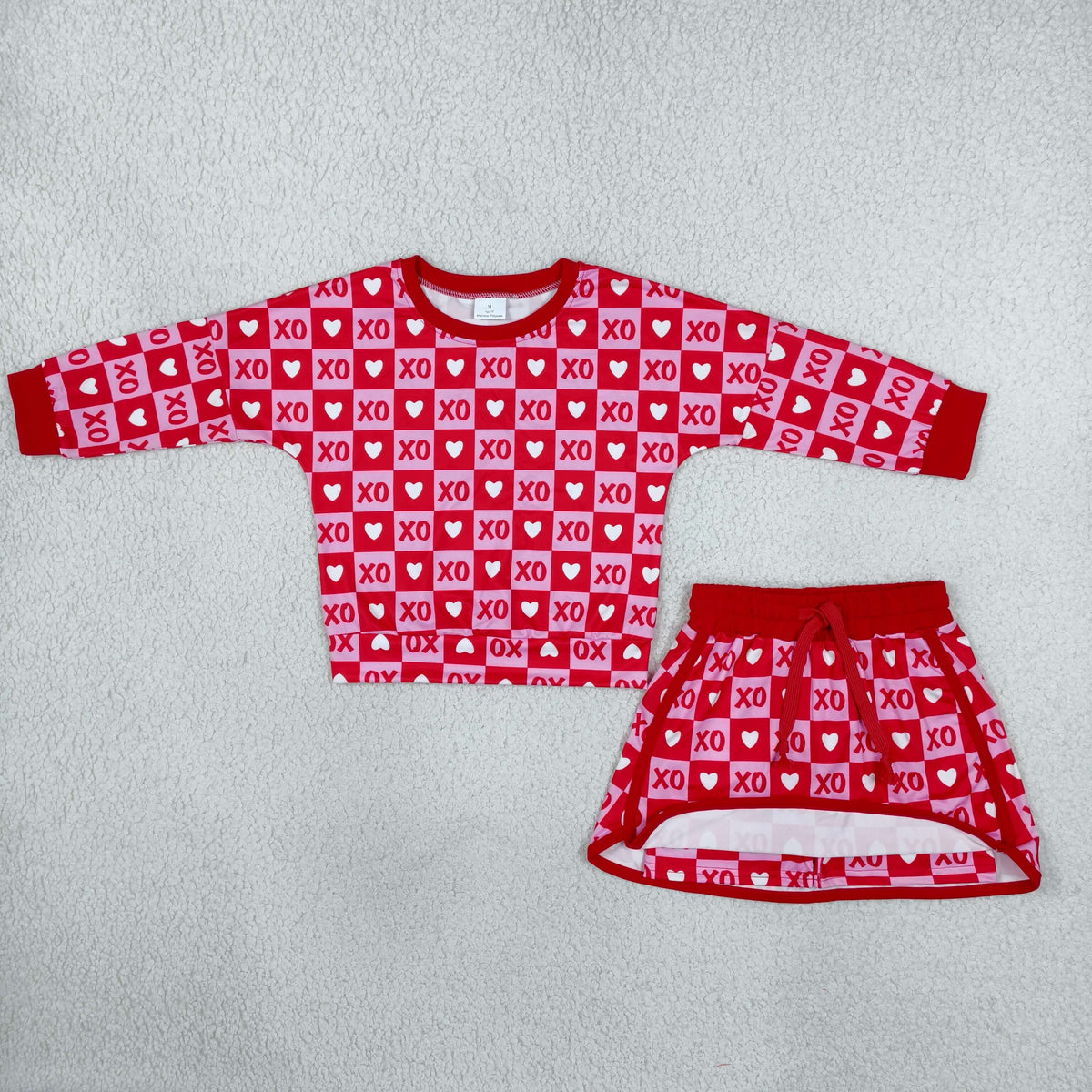 valentine's day red check xoxo heart skort outfit