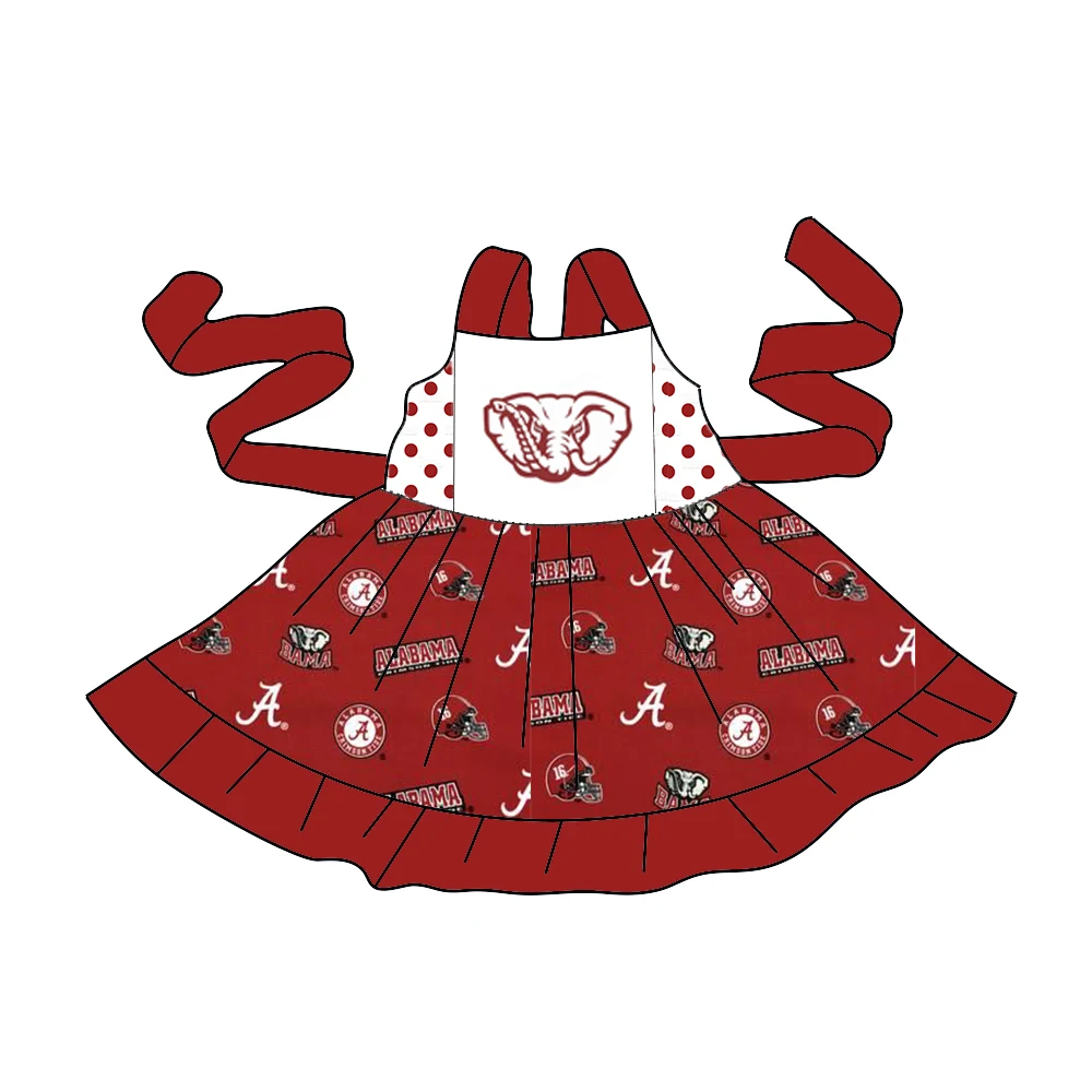 Custom ball team baby girls short sleeve dress MOQ3