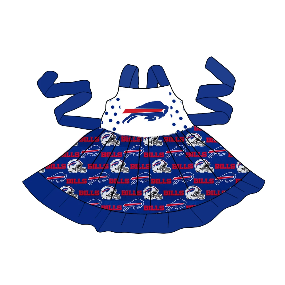 Custom ball team baby girls short sleeve dress MOQ3