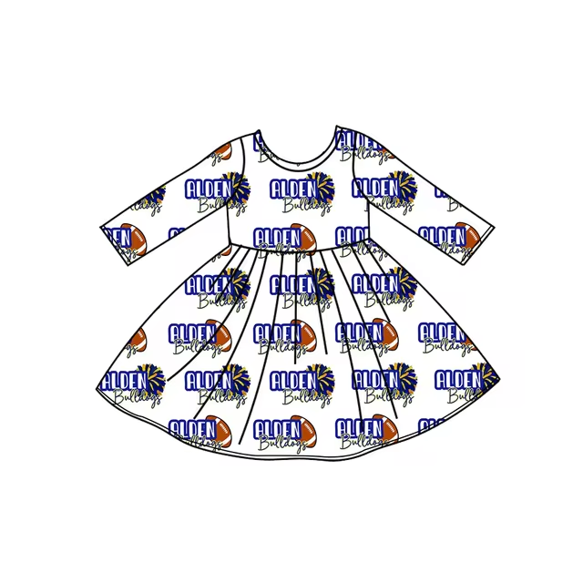Custom ball team baby girls long sleeve dress MOQ3