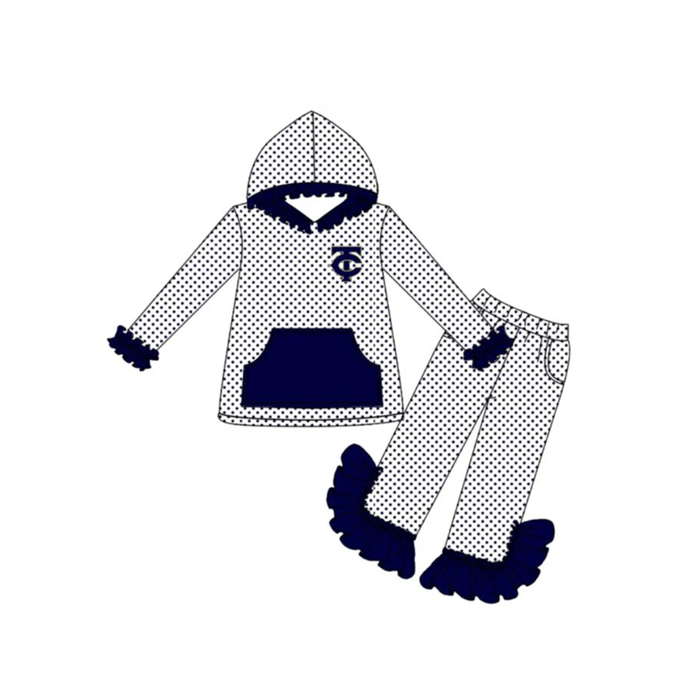 Custom ball team baby girls long sleeve set MOQ3