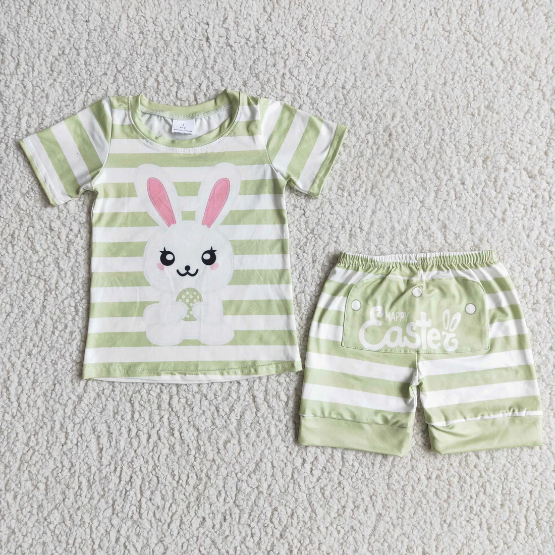 stripes rabbit print easter shorts pajama set boy