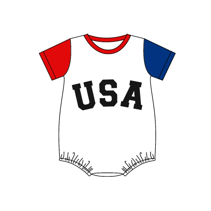 Custom Baby Boys USA July 4th Romper D 4.14