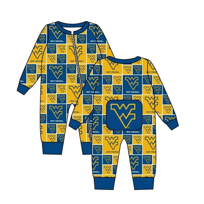 Custom W V long sleeves baby zipper team romper D 4.22