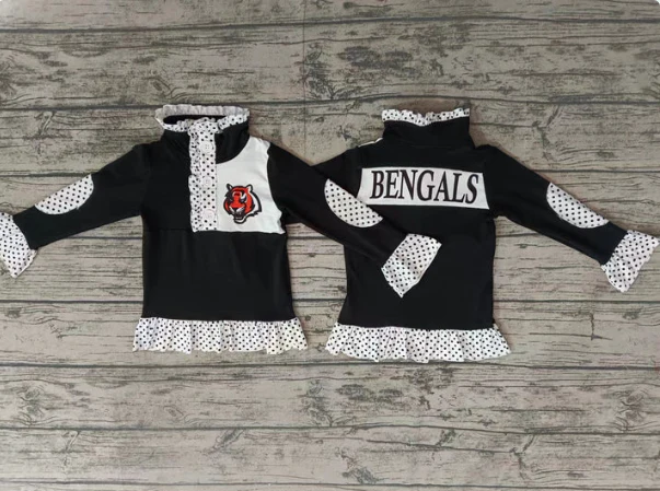 Custom long sleeves polka dots kids girls team pullover D 4.23