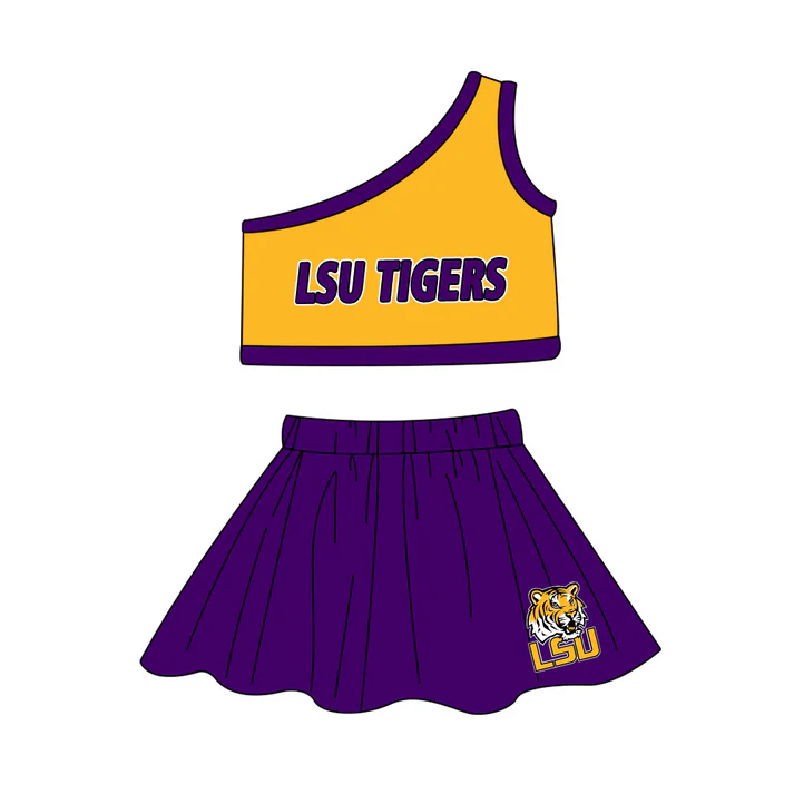 Custom One shoulder top tiger skirt girls team clothes D 4.23