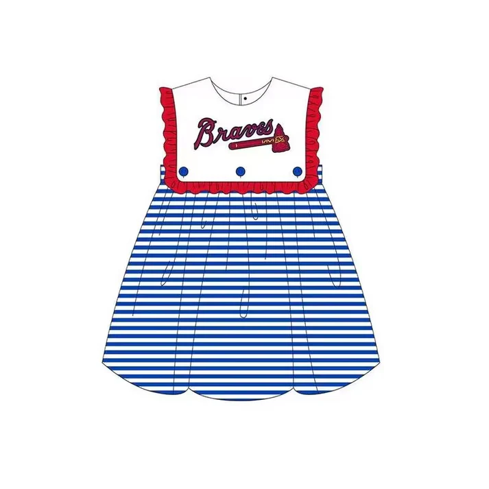 Custom Sleeveless blue stripe B baby girls team dress D 4.23