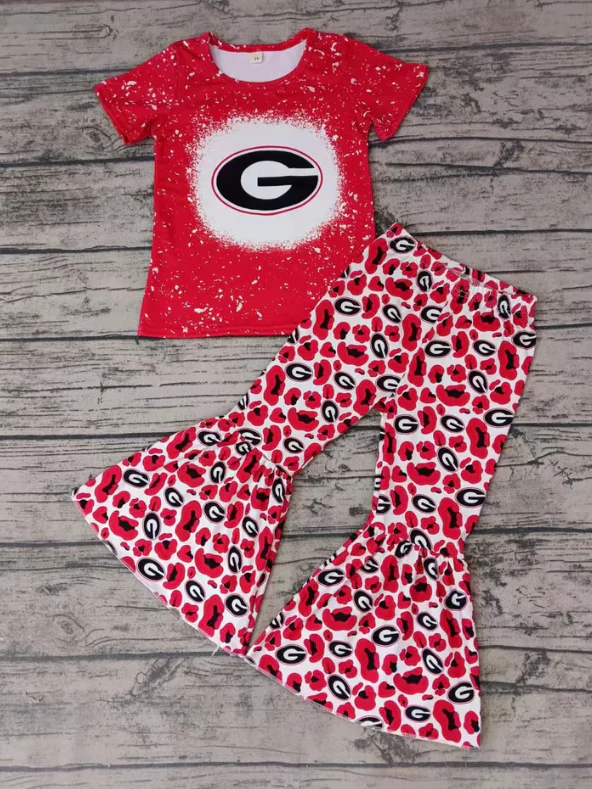 Custom G bleached top leopard pants girls team clothes D 4.23