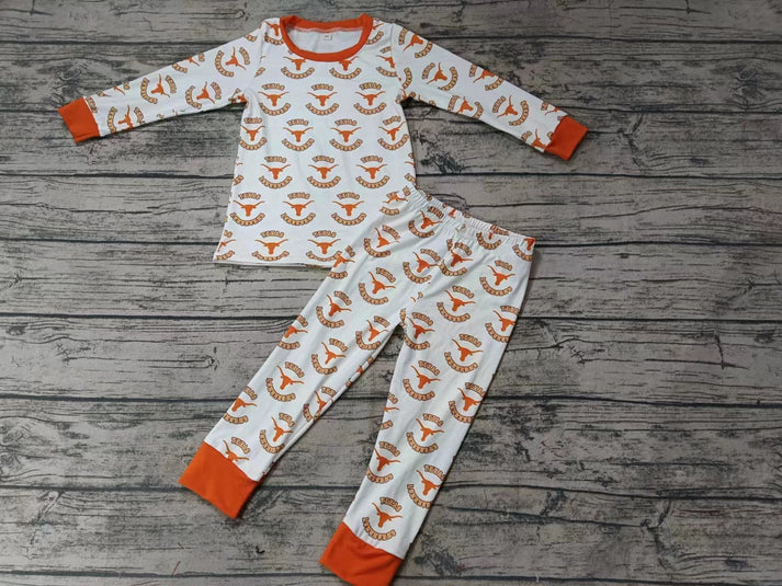 Custom long sleeves bull skull kids team pajamas D 4.24