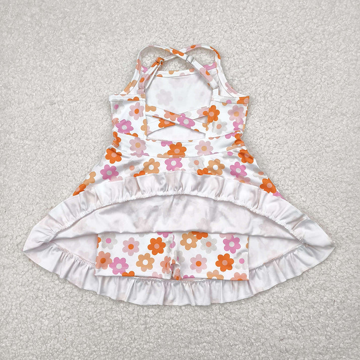 GSD2282 Baby Girls Strap Colorful Daisy Yoga Ruffle Knee Length Dresses D 4.24